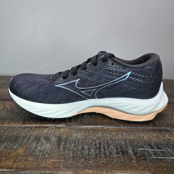 NEW Mizuno Wave Rider 26 Womens Size 6 Gym Running Shoes Black Blue - Picture 6 of 11